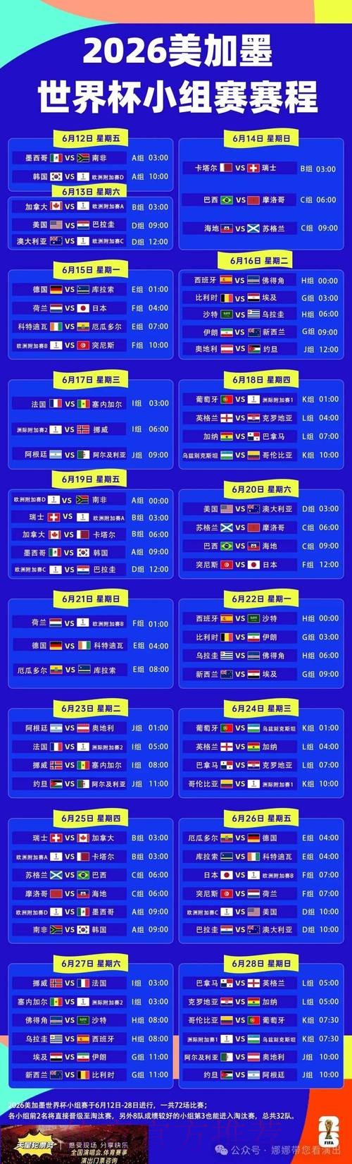 2026世界杯完整赛程一览观看指南实时查看
